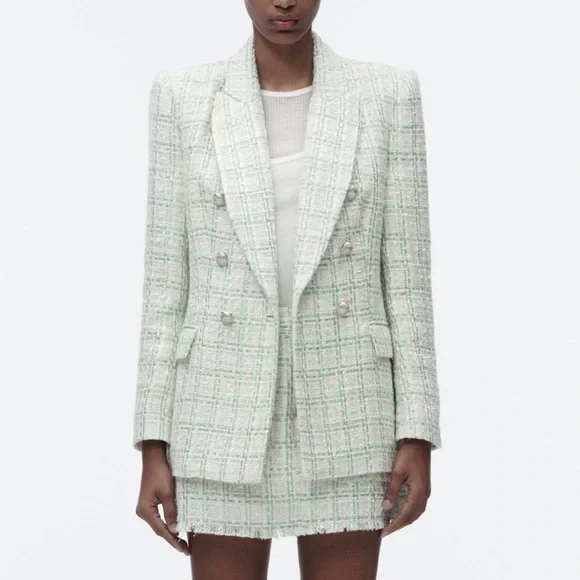 SOLD 💟 ZARA Double-breasted Textured Weave Size Large - Picture 3 of 16